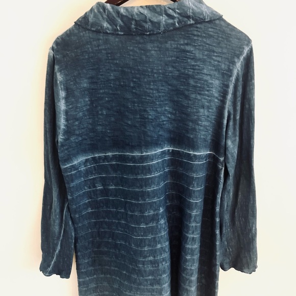 Parsley and Sage Button UpTunic Top Small Oversized 3/4 Sleeve Pocket Hi Low - Picture 2 of 8